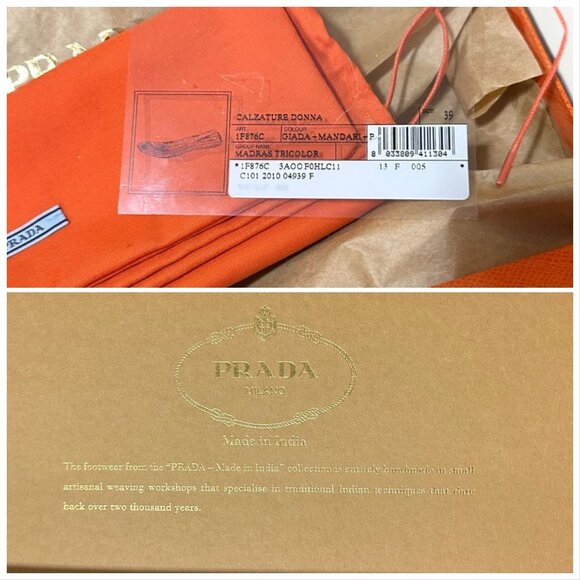 Prada SS2010 Limited Edition Woven Madras Leather Flats – Size 39 – Rare Box Set - Picture 5 of 14